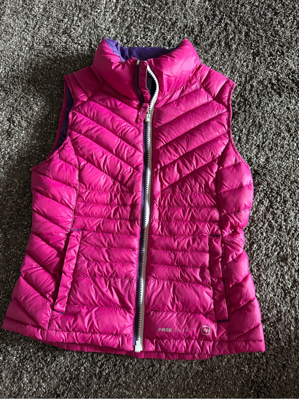 Free Country Girls' Hot Pink Packable Down Puffer Vest Size 7/8